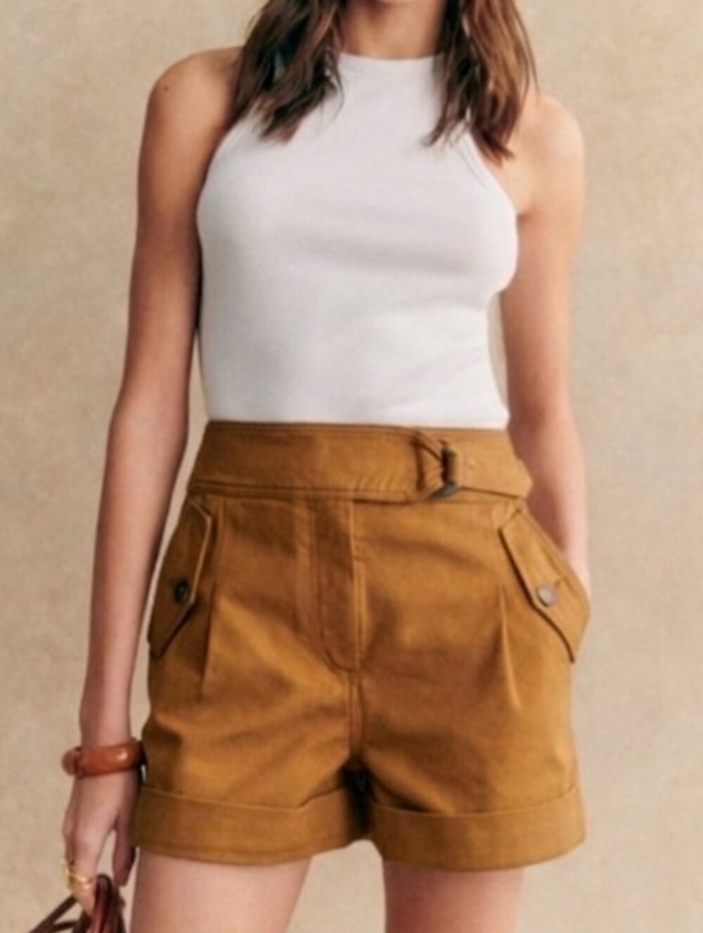 Sézane Cedric Shorts Saffron High Rise Cotton Shorts Size 4
